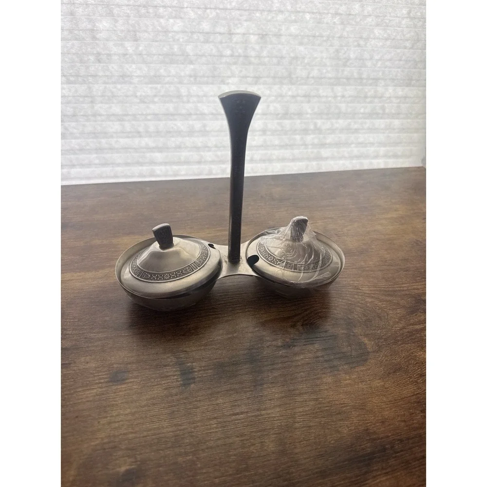 Vintage 1969 Cordova 18-8 Stainless‎ Steel Salt Pepper / Condiment Set